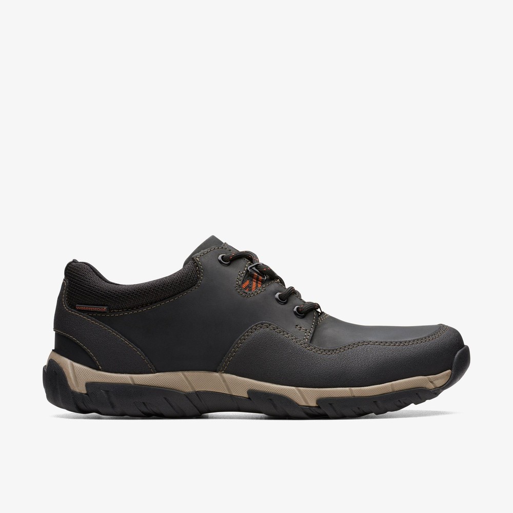 Clarks Mens Walbeck Edge Black Leather Lace Up,Walking Leather Casual