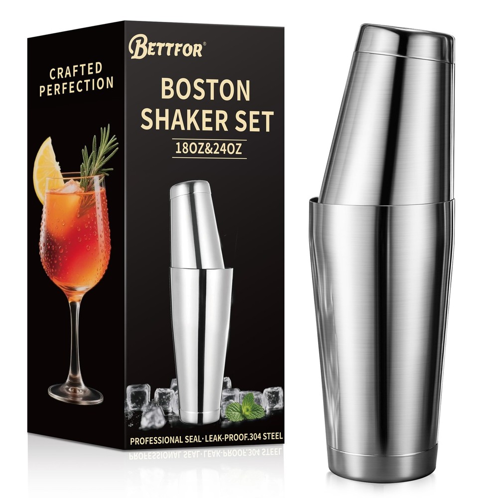 Boston Shaker Set, 18oz & 28oz 2-Piece Tins, Professional 304 Stainless Steel...