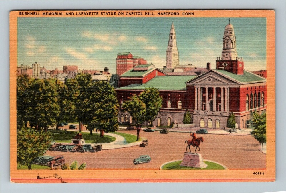 Hartford CT-Connecticut, Bushnell Memorial, Capitol Hill Vintage Postcard