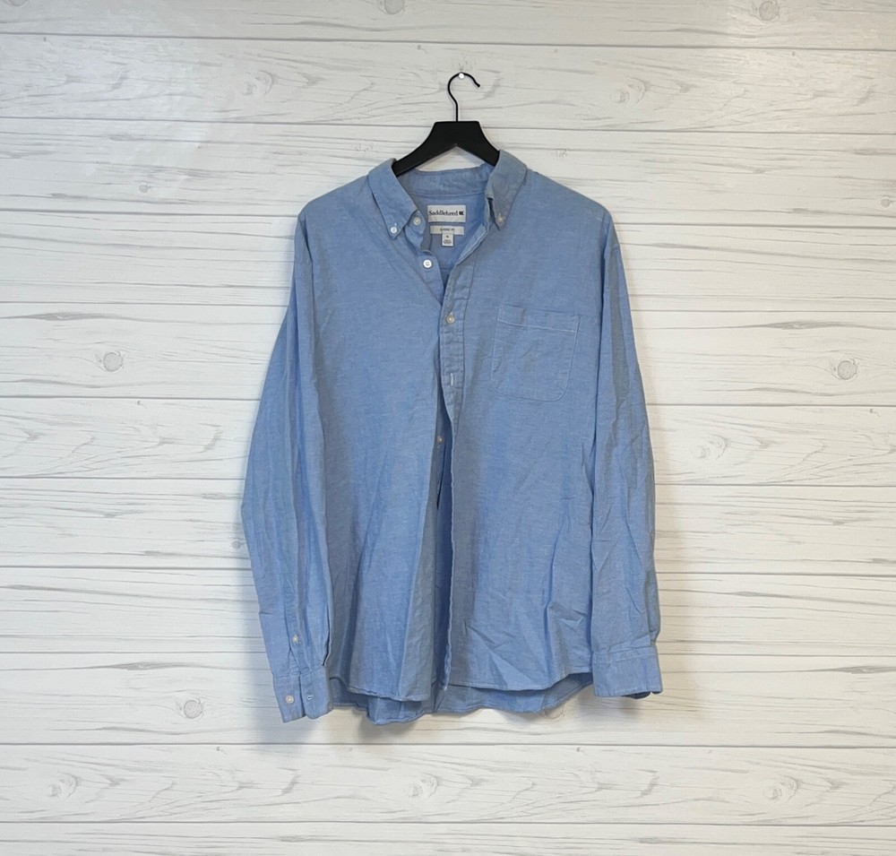 Saddlebred shirt mens size extra large button up long sleeve blue classic fit