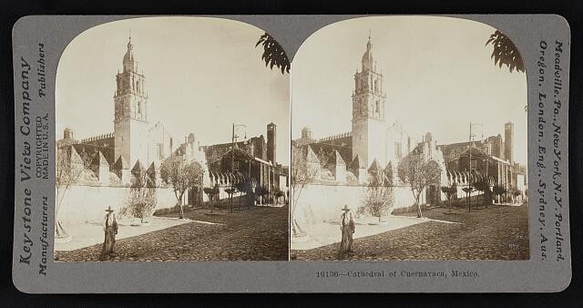 Photo:Cuernavaca Morelos Mexico Cathedral 1919 Stereoview Church Plaza