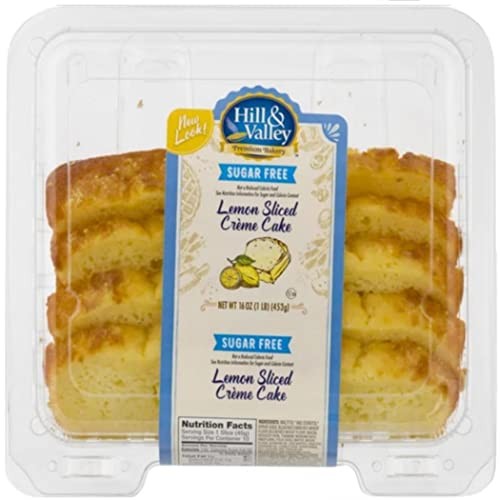 Hill & Valley Sugar Free Sliced Creme Cake | Lemon | 16 Oz | Pack of 2