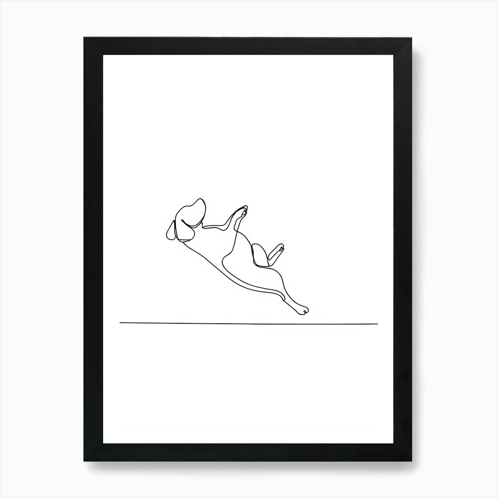 Continuous Line Drawing Dog AR Framed Wall Art Canvas Print Poster