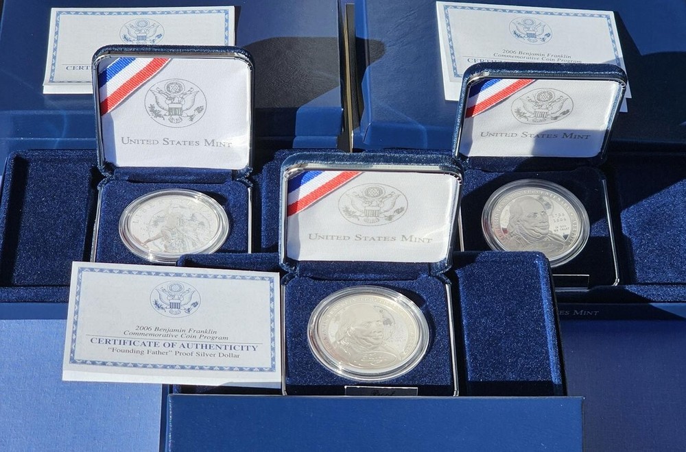 THREE (3) US MINT 2006 BENJAMIN FRANKLIN COMMEMORATIVE COIN PROGRAM SETS