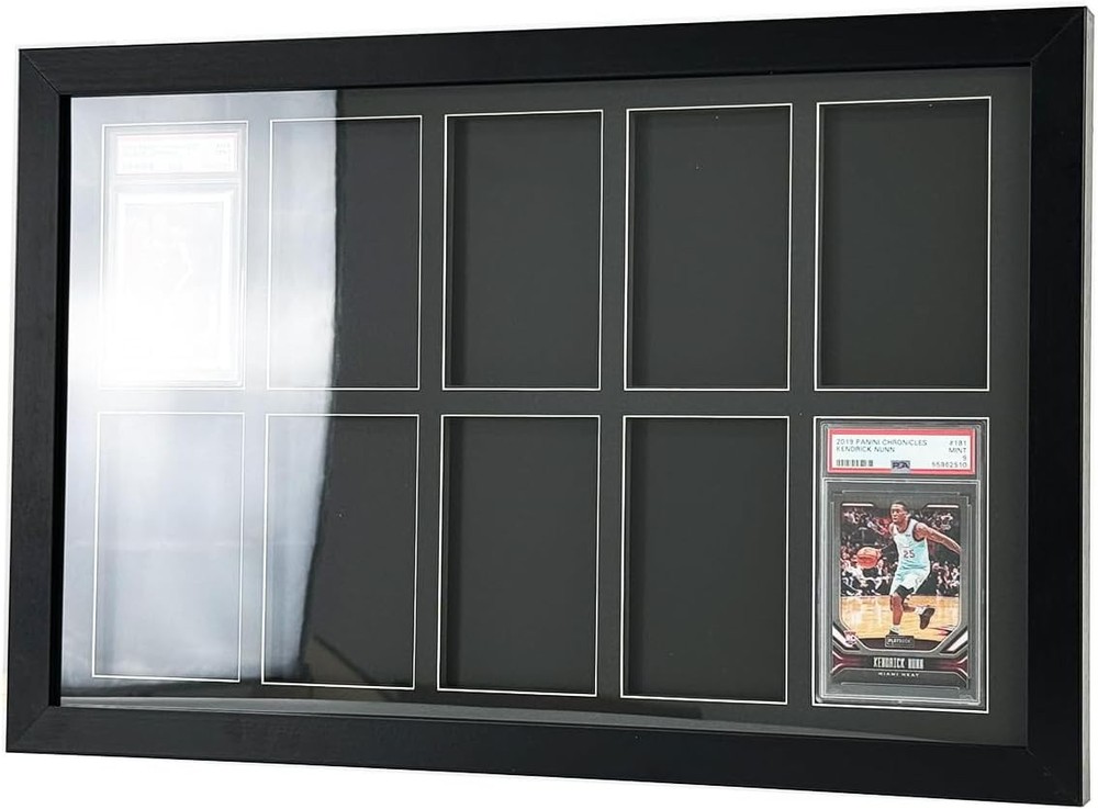 PSA Graded Card Display Frame - Wall Mount Baseball 10 cards, Black