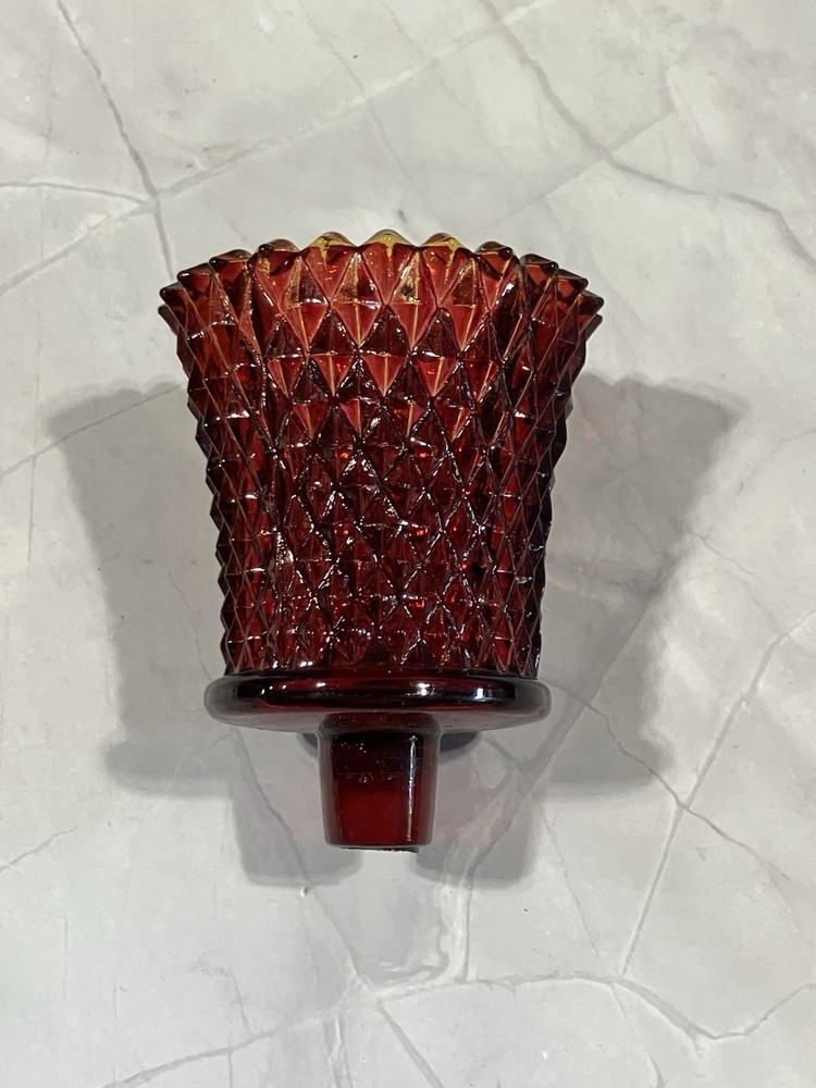 Homco Red Diamond Cut Votive Cup 3 1/2” X 2 7/8” READ