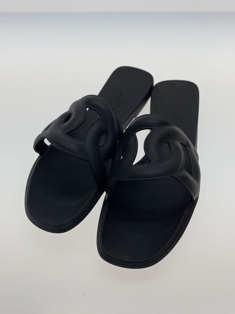 Authentic HERMES Aloha Sandals Chaine d'Ancre EU 35 Black Rubber Pre-Owned