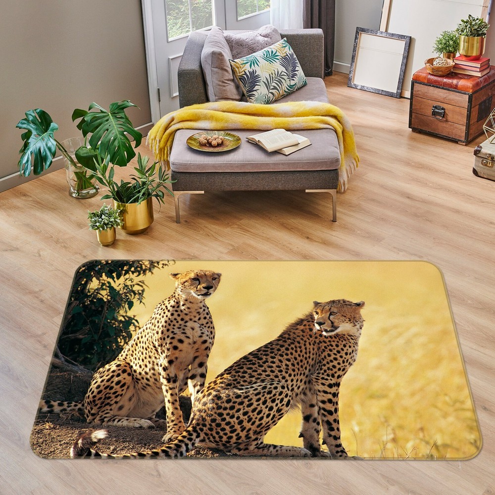 3D Leopard Print Non-Slip Rug Mat Elegant Feline Photo Carpet O783
