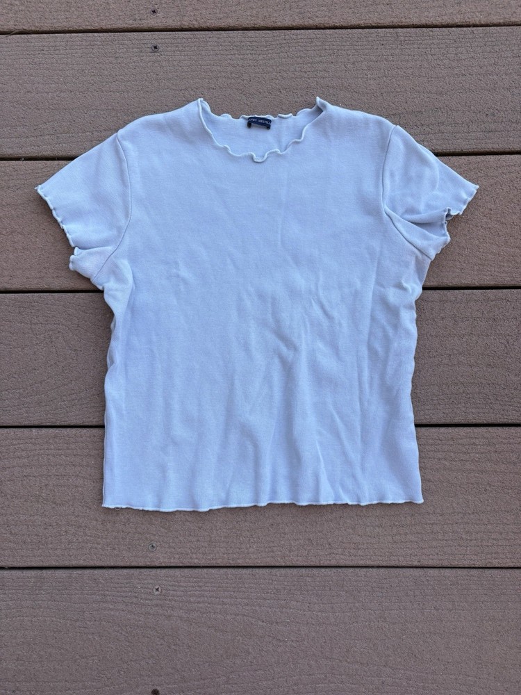 Brandy Melville Women's Light Blue Short Sleeve Crew Neck Cotton T-Shirt One Si…
