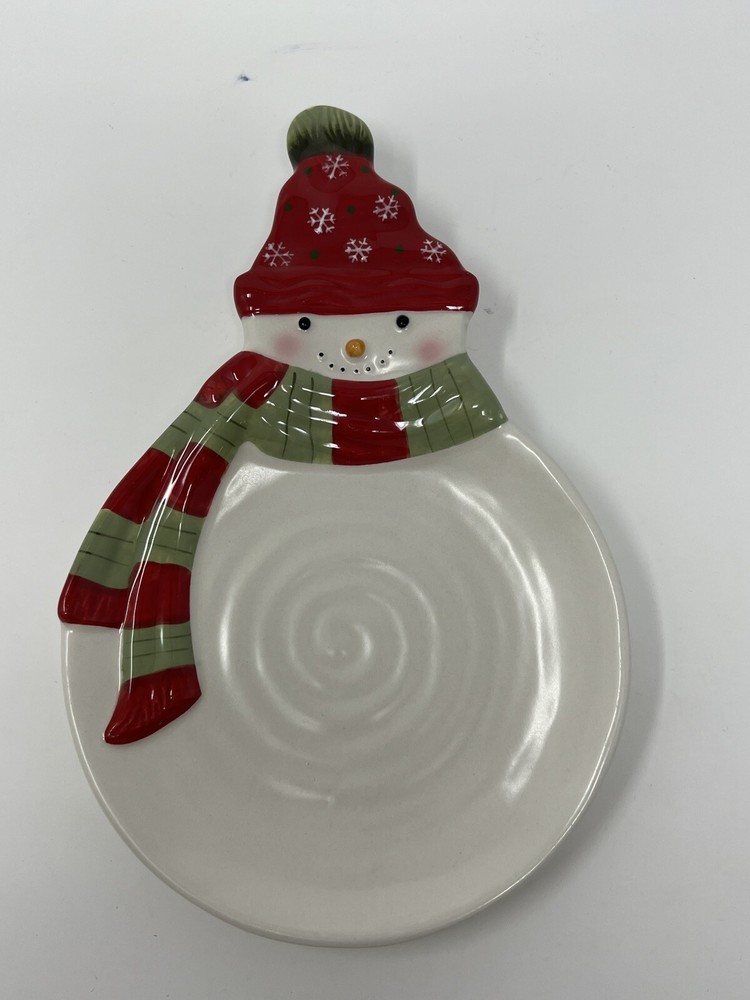 Hallmark Snowman Holiday Cheese Ball Plate Candy Dish Christmas Serving Decor