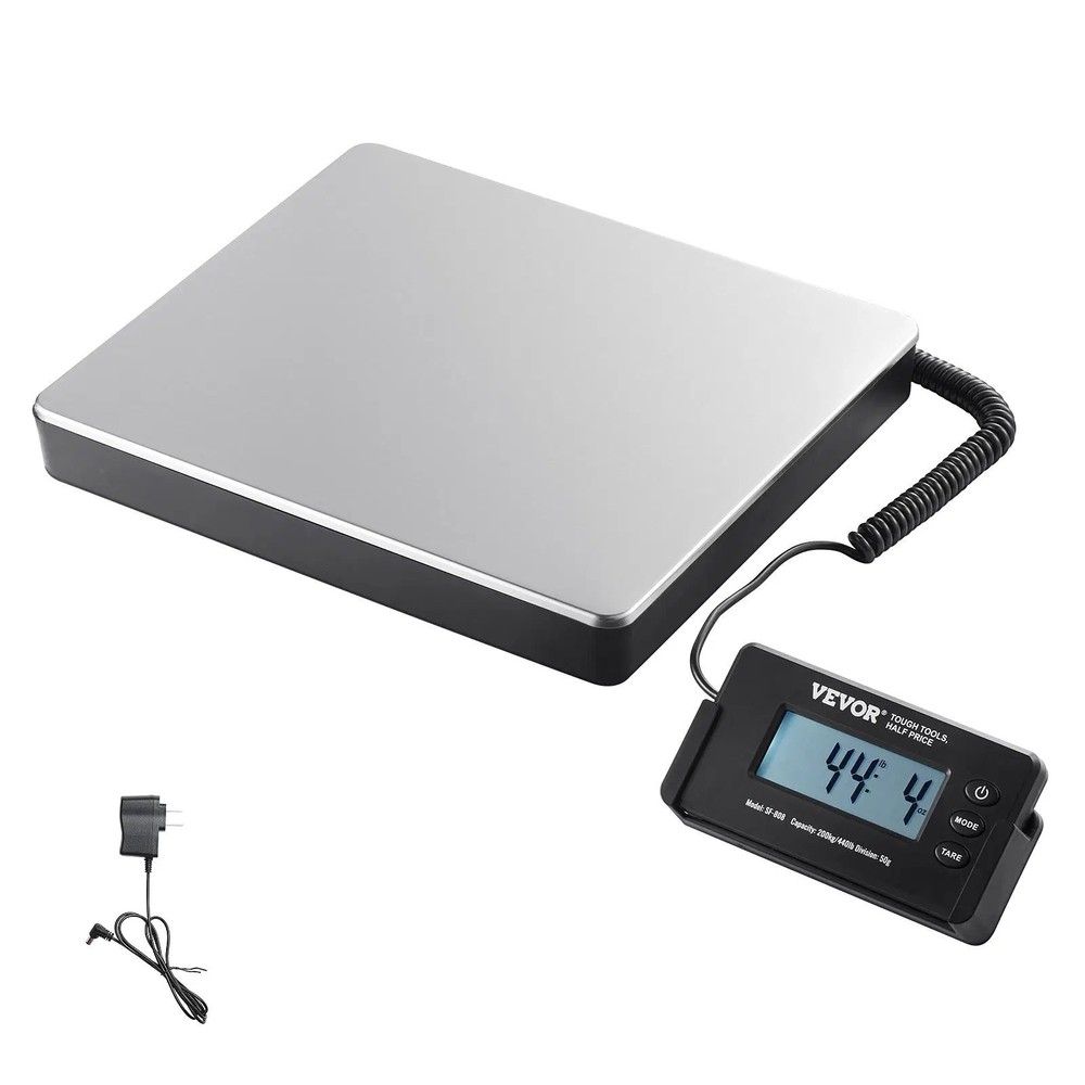 Digital Shipping Scale, 440 lbs x 1.7 oz. Heavy Duty Postal Scale with Timer, Ta