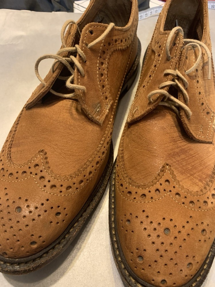 Allen Edmonds Men's Boardwalk Brogue Wingtip Dress Shoes 9.5D Light Brown Suede