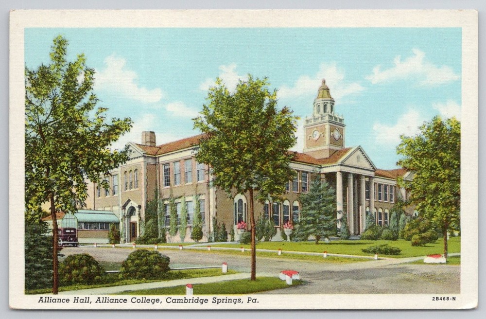 Alliance Hall, Alliance College, Cambridge Springs, PA Vintage Postcard