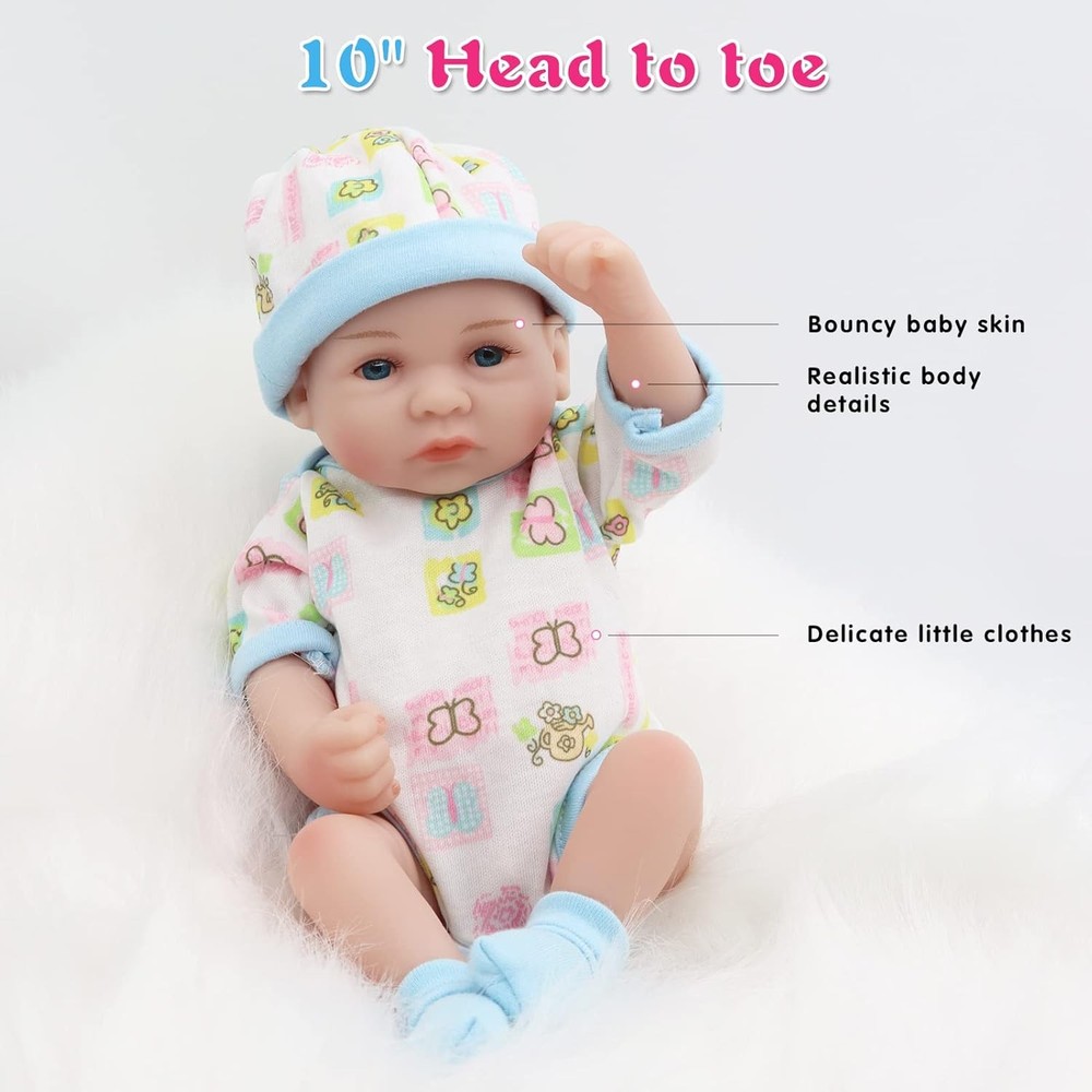Reborn Baby Boy Dolls, 10 inch Anatomically Correct Realistic Silicone Vinyl ...