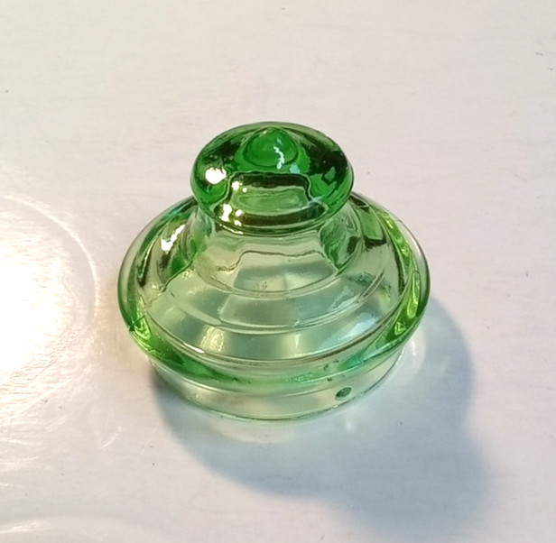 Green Uranium Depression Glass Ribbed Percolator Lid Vintage
