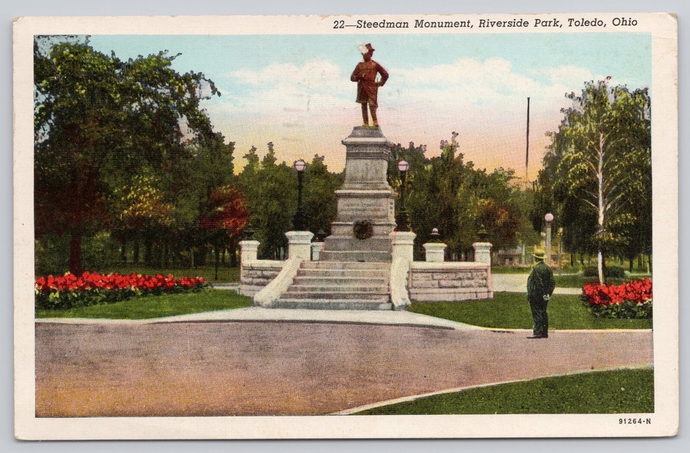 Postcard Steedman Monument, Riverside Park, Toledo, Ohio