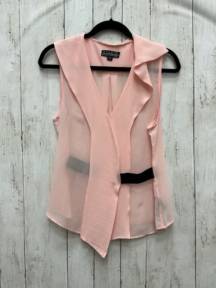 Studio Badgley Mischka Pink Sleeveless Chiffon Blouse Size Medium 0331-208