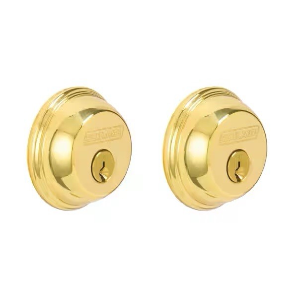B62 Series High-Security Bright Brass Double Cylinder Deadbolt Lock