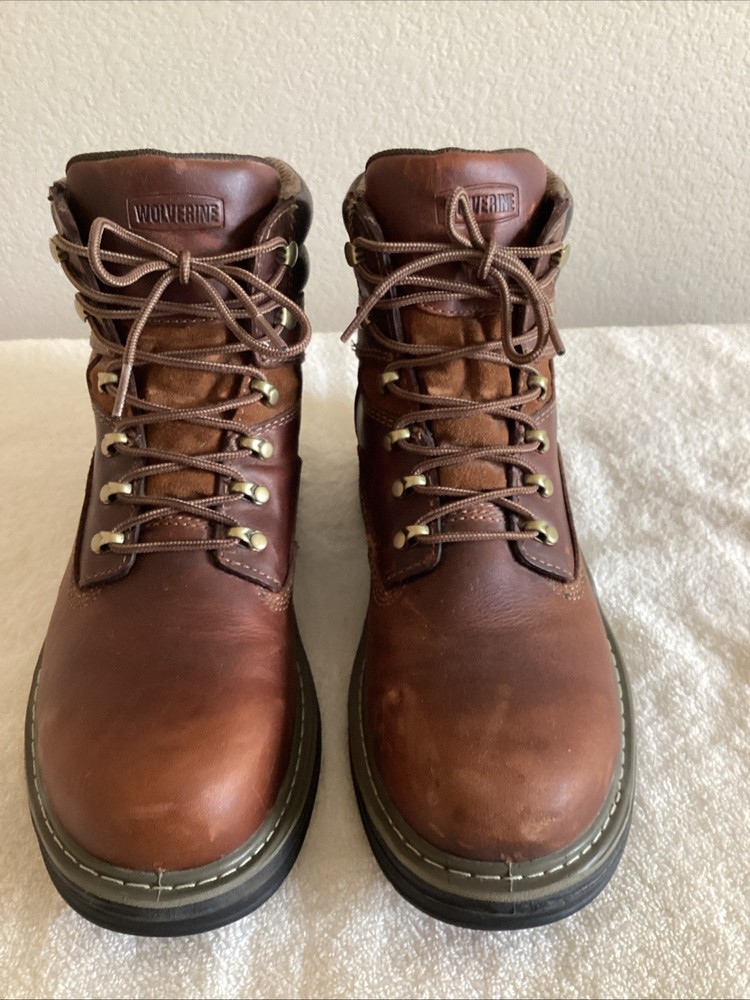 Wolverine Contour Welt Brown Leather Work Boots for Men Size 9 W02419