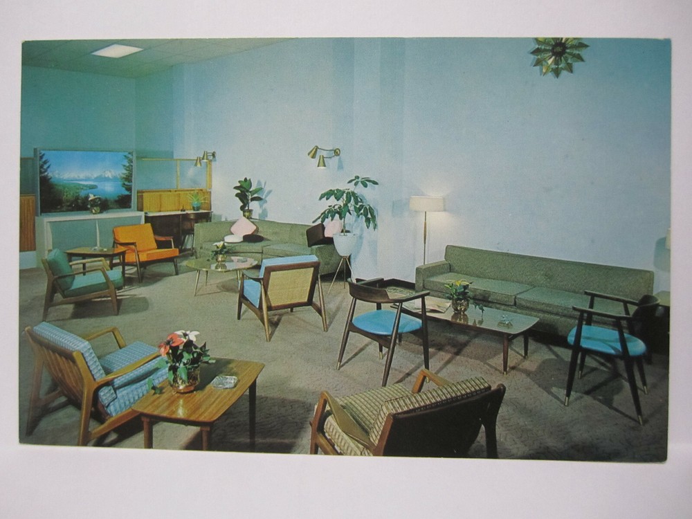 THE HOTEL COLORADO LOBBY POSTCARD DENVER CO COLORADO 1950s