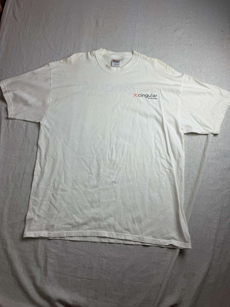 Vintage Y2K Cingular Wireless T-Shirt Mens Size XL White Heavyweight Tech Promo