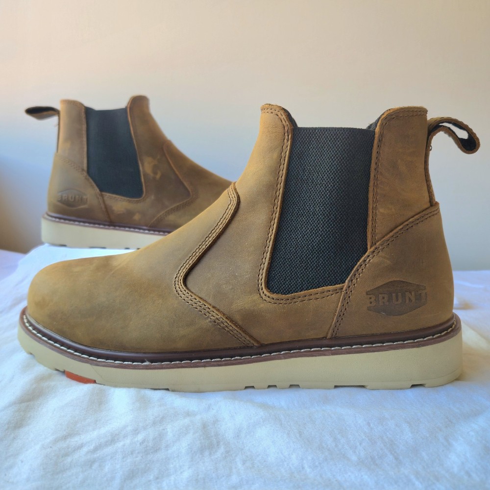 Brunt Ohman Men's Leather Soft Toe Chelsea Work Boots Brown Size 12