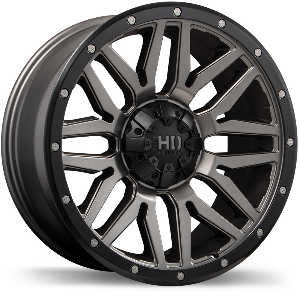 Fast HD Menace 17X8 Wheel 8X165.1 Bolt Pattern 15mm Offset Satin Gunmetal Black Trim