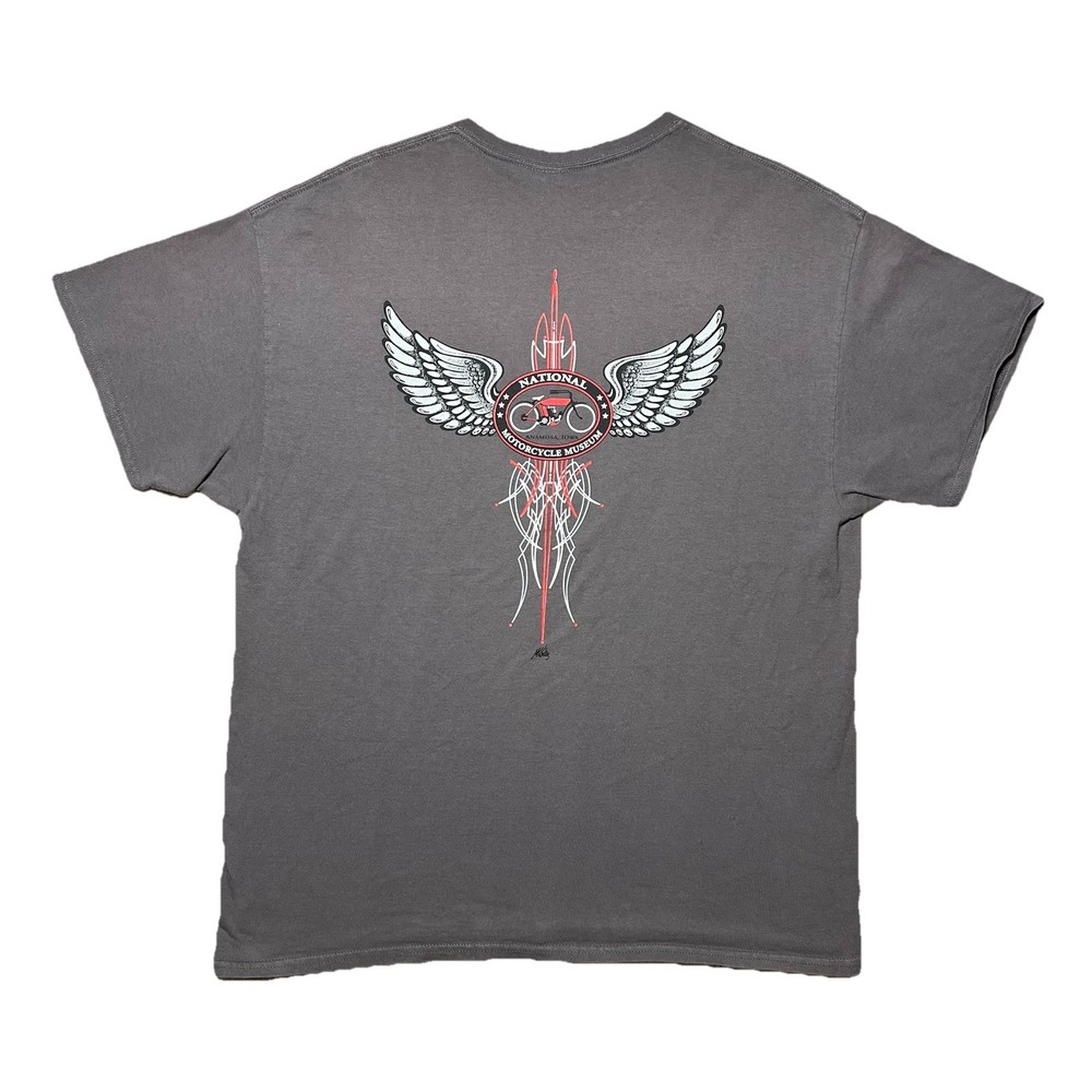 Vintage National Motorcycle Museum T Shirt XL Y2K Winged Back Graphic Biker Tee
