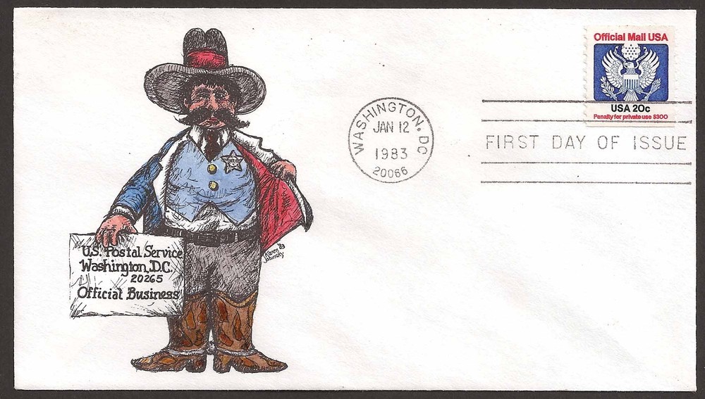 US #O135 FDC Washington DC 1983, Karen's Cachets 27/50 Official Mail