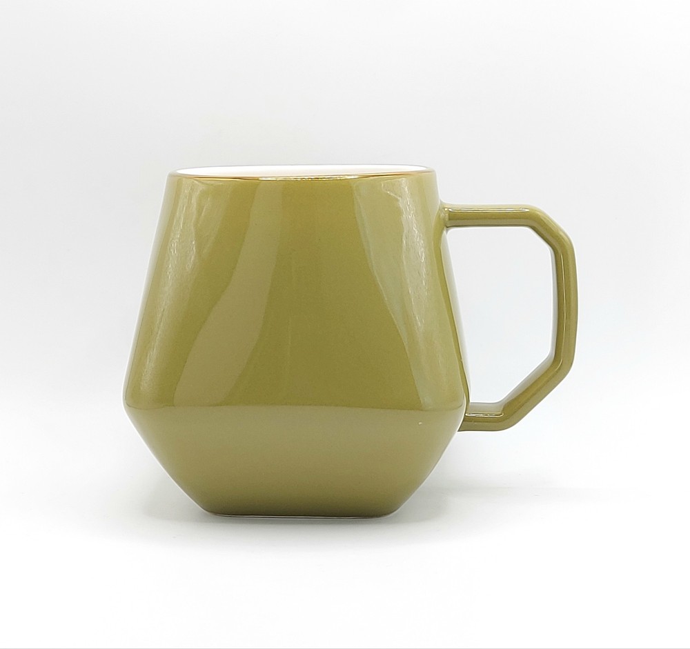 Geometric Shape Coffee Tea Mug Cup 16 Oz Stoneware Olive Green By Threshold