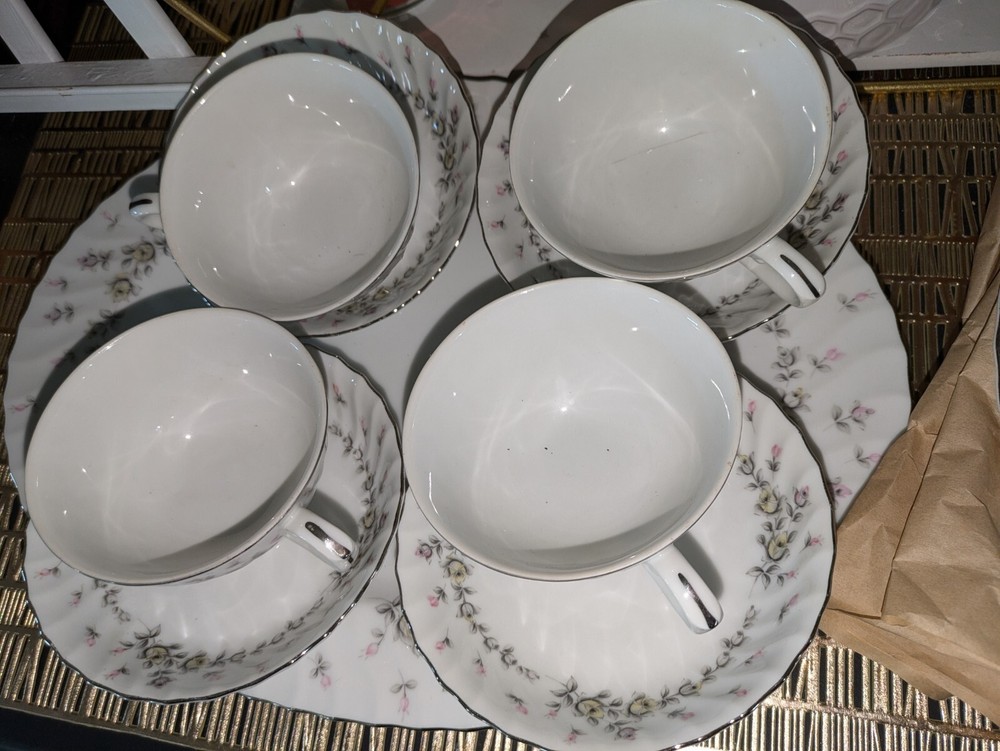 Style House Fine China Picardy (Platinum) 22pc Dinnerware * Japan * Excellent