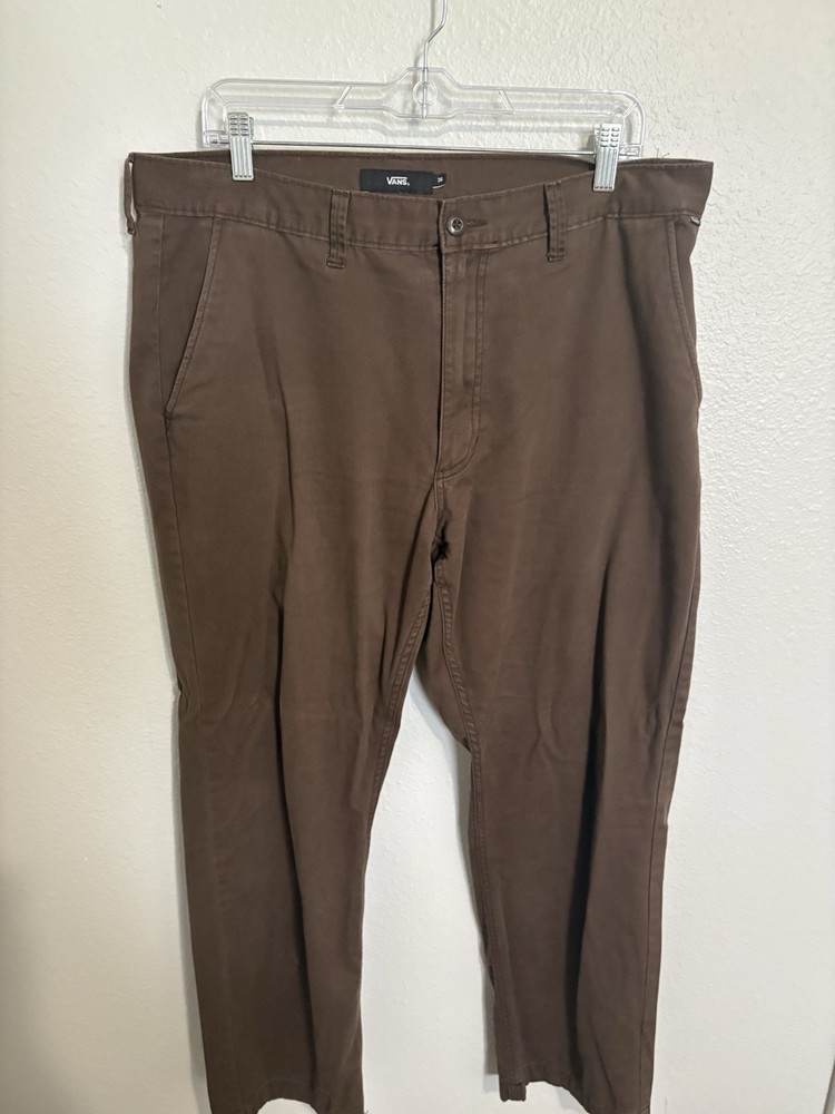 VANS Men's Brown Cotton Twill Casual Pants Straight Leg Regular Fit Pockets