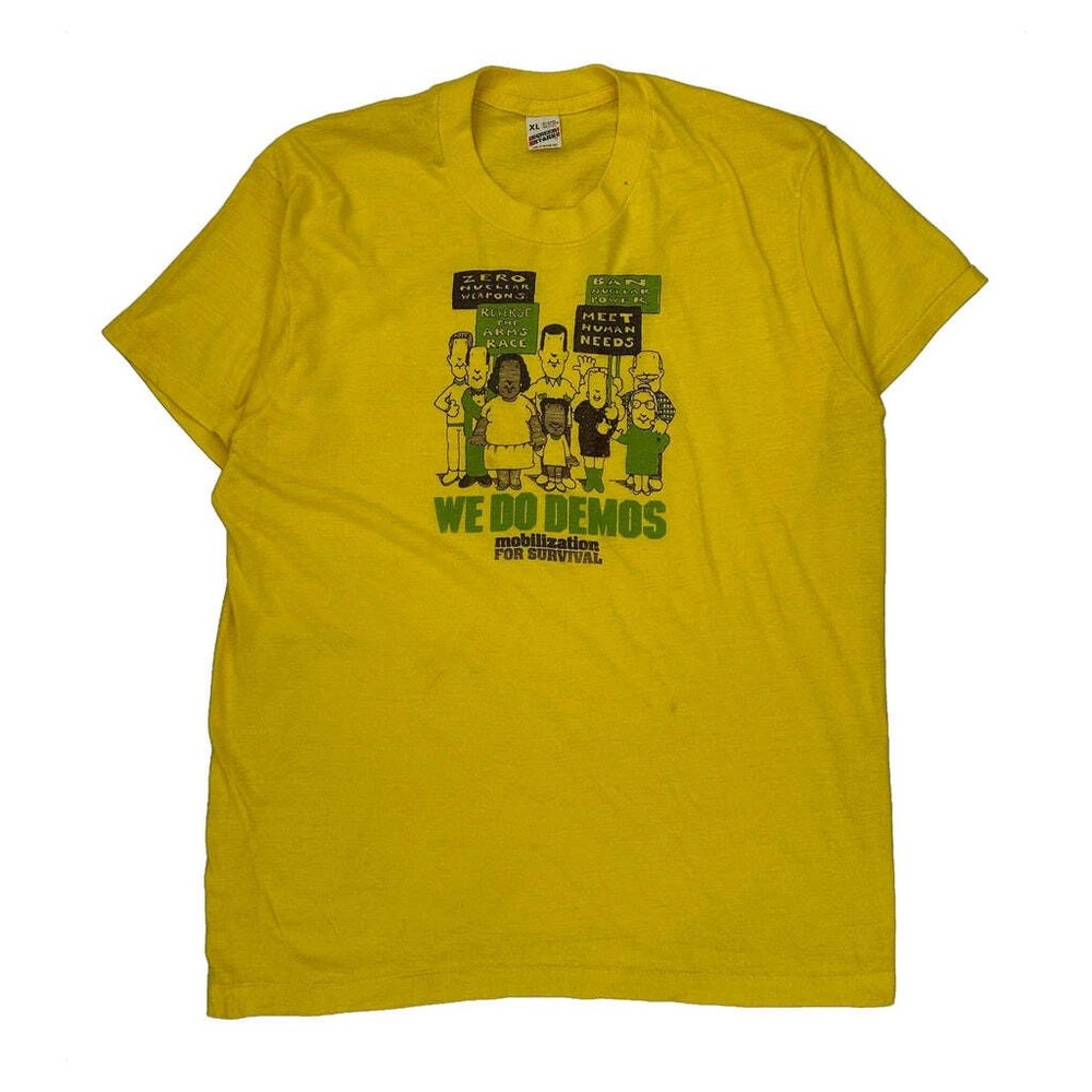 Screen Stars Graphic T-Shirt - XL Yellow Cotton Blend