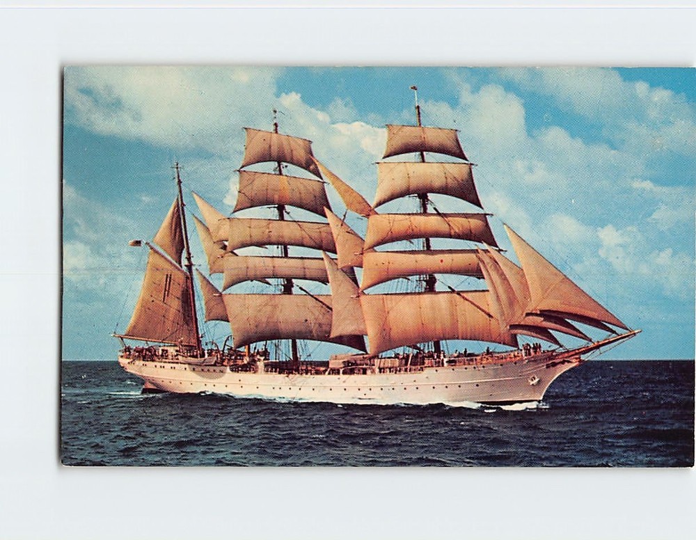 Postcard US Coast Guard Cadet Training Bark Eagle Ship New London Connecticut