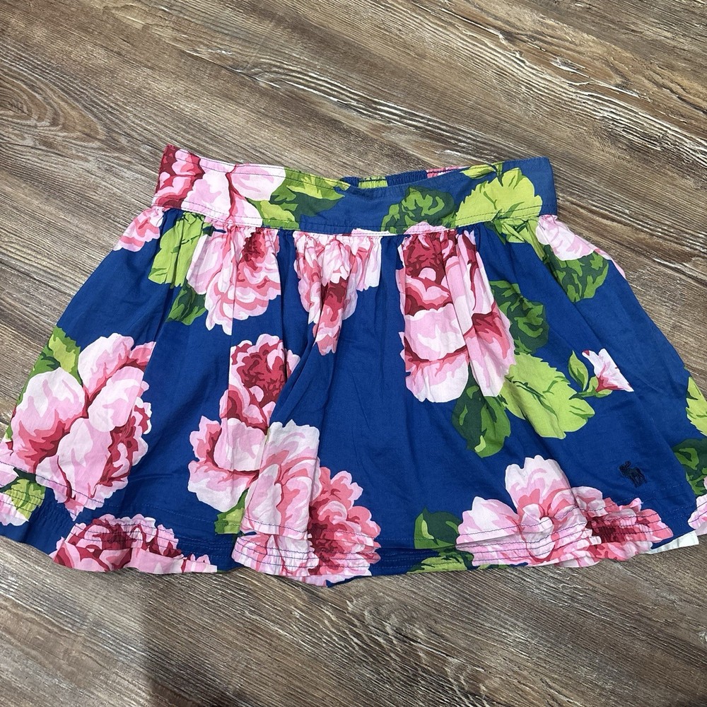 Abercrombie & Fitch Womens Large Floral Mini Skirt Short Blue/Pink Boho Fairy