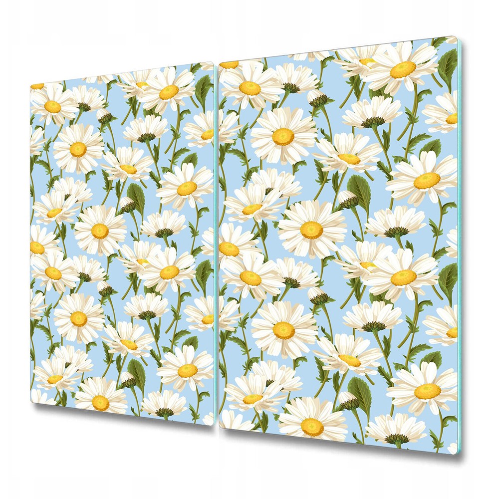Glass Chopping Board Utensil Blue Chamomile Delicate Soft Artwork 2x30x52