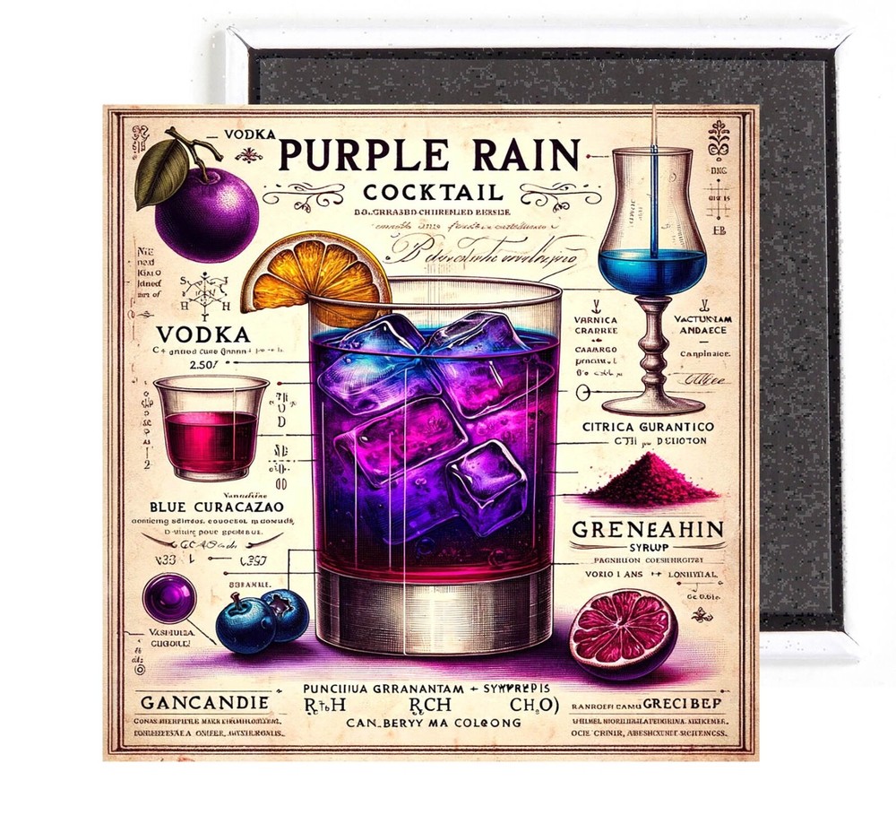 Purple Vodka Cocktail FRIDGE MAGNET sign advertisement