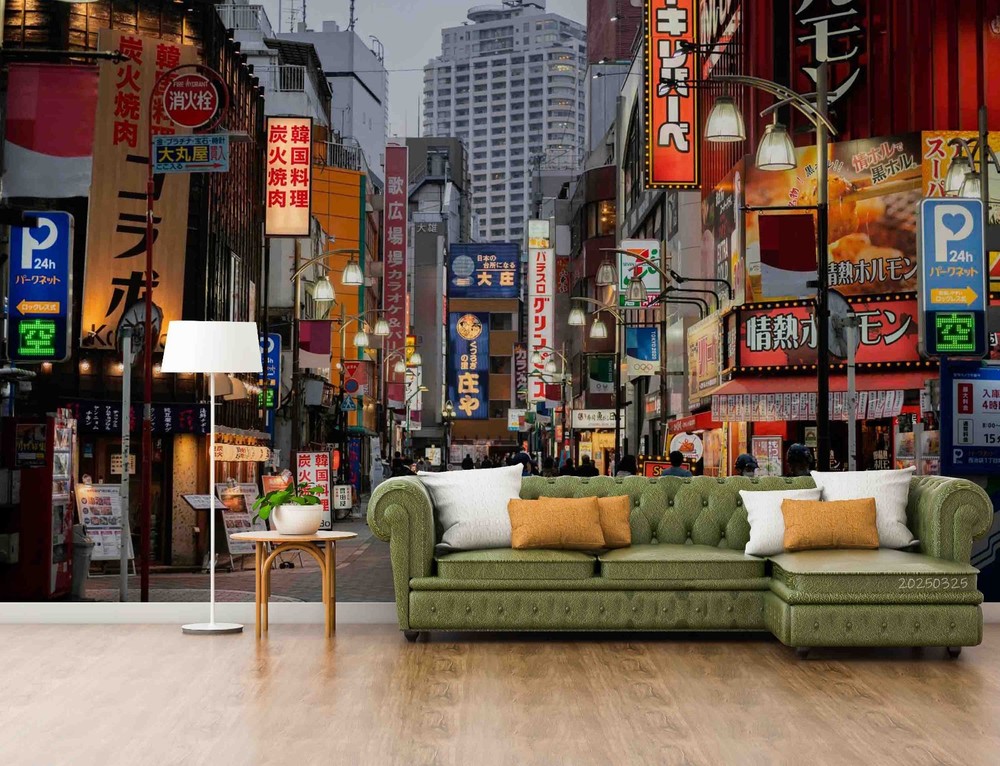 3D Japan City Street Night Scene Wall Murals Wallpaper Murals Wall Sticker