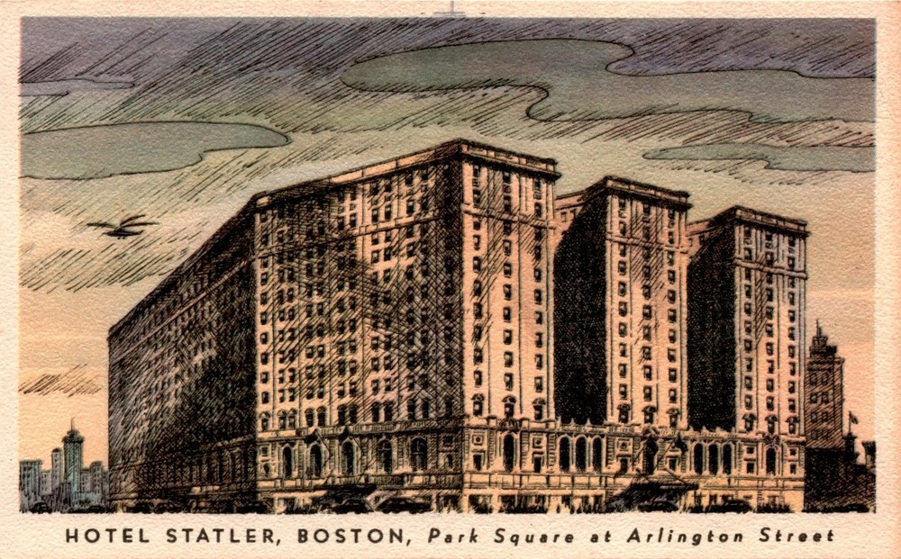 HOTEL STATLER, BOSTON, Park Square, Arlington Street, Hotels Statler, Postcard