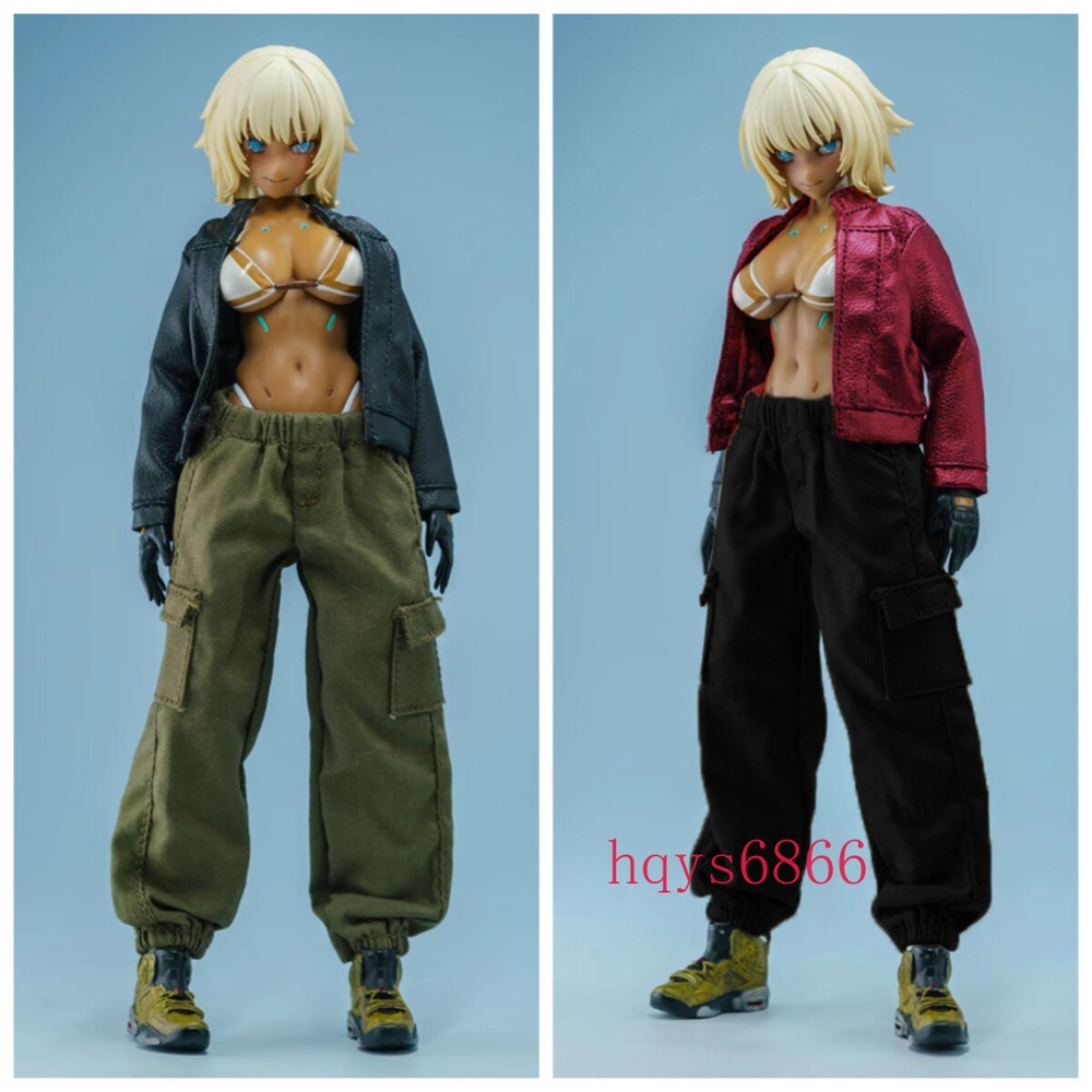 1/12 Female Leather Jacket Coat Casual Pants Clothes Set For 6'' Romankey Figure