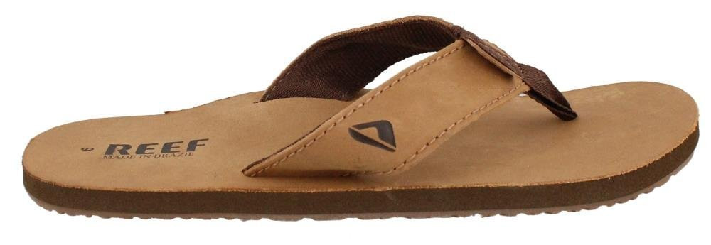 mens Leather Smoothy Flip Flop, Bronze Brown, 10 US