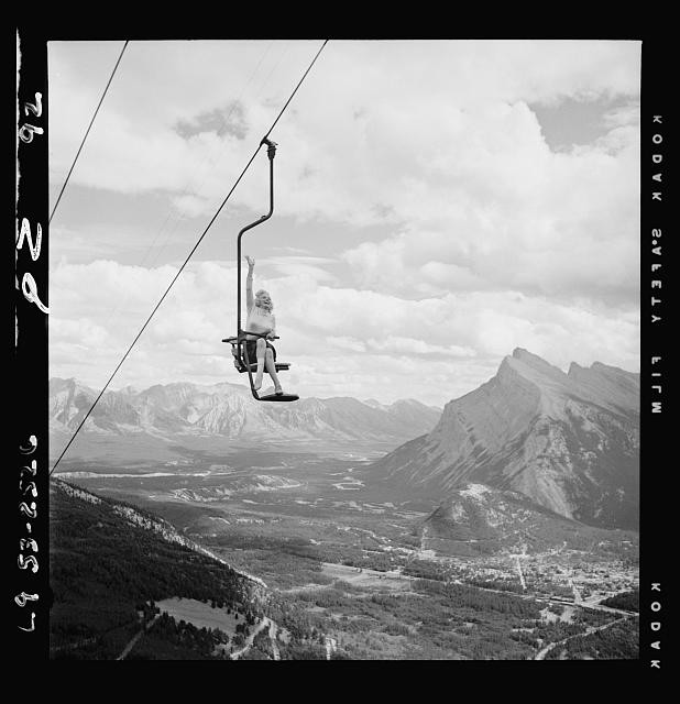 Photo:Marilyn Monroe 1953 Ski Lift Mountain View Portrait
