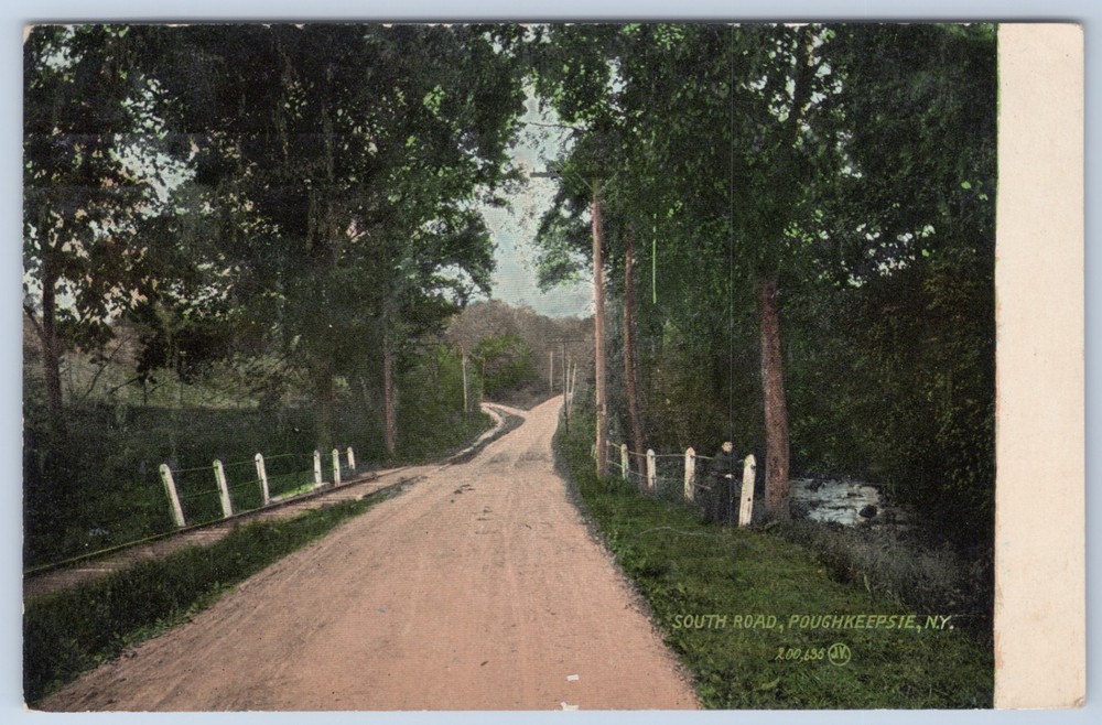 NY Poughkeepsie South Road Landscape Matching Cancel c1910 Postcard