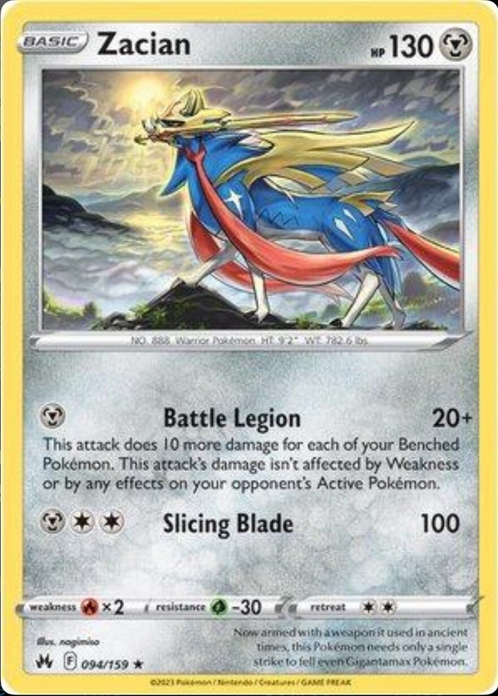 Pokemon Zacian 094/159 & Zamazenta 097/159 Crown Zenith Holo Rare NM/M