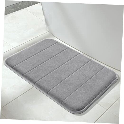Soft Grey Memory Foam Bath Mat 24x17 Inches for Ultimate Comfort