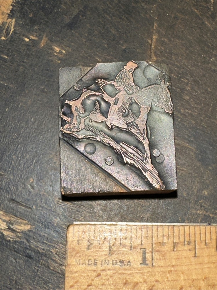 Print Block “ Rider on Horse “ Copper Face Block. Nice Details!!