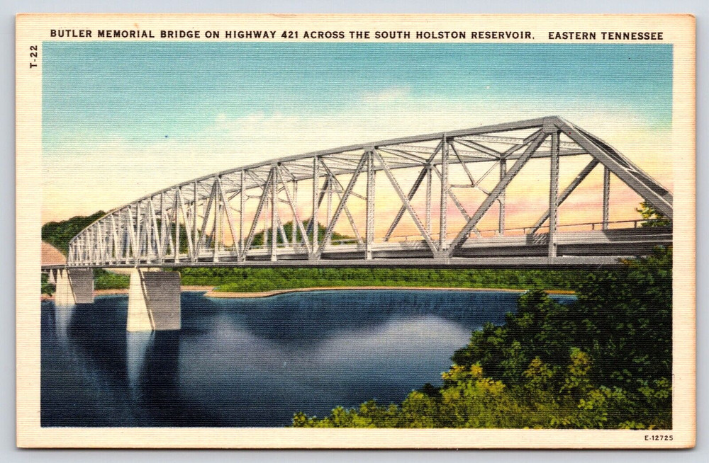 Original Vintage Antique Postcard Butler Memorial Bridge Highway 421 Tennessee