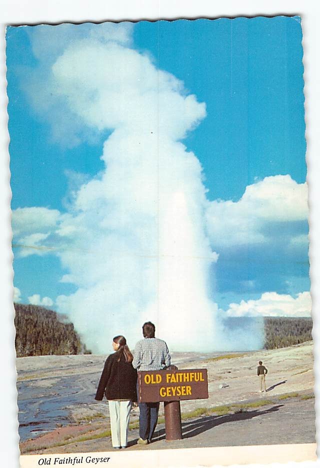 Postcard Old Faithful Geyser Yellowstone National Park Wyoming USA