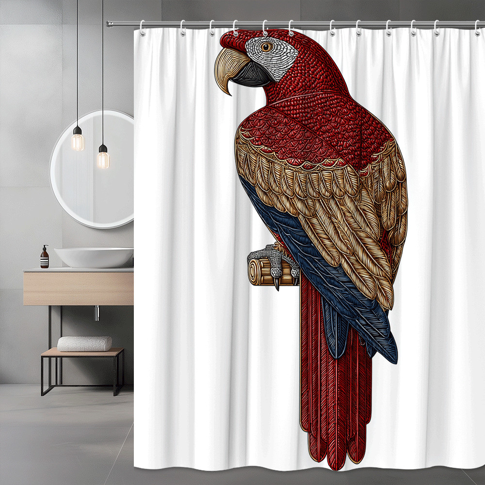 Parrot Shower Curtain, Colorful Bird Wall Art Print