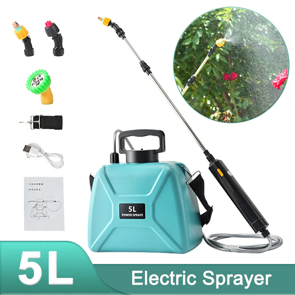 5L Rechargeable Automatic Electric Pump ABS Material Water Garden Sprayer Green-image